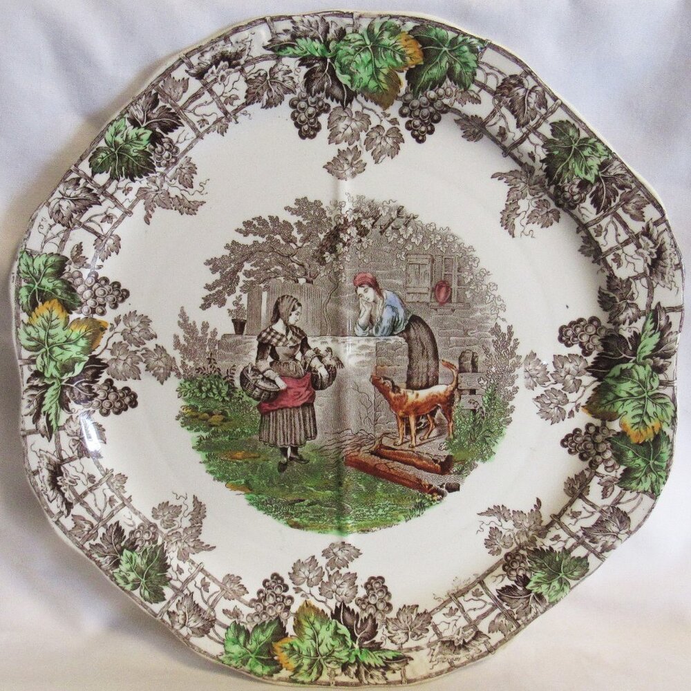 Vintage Spode's Byron Series No 1 Divided Sandwich Plate, Circa 1930s, Farm J889